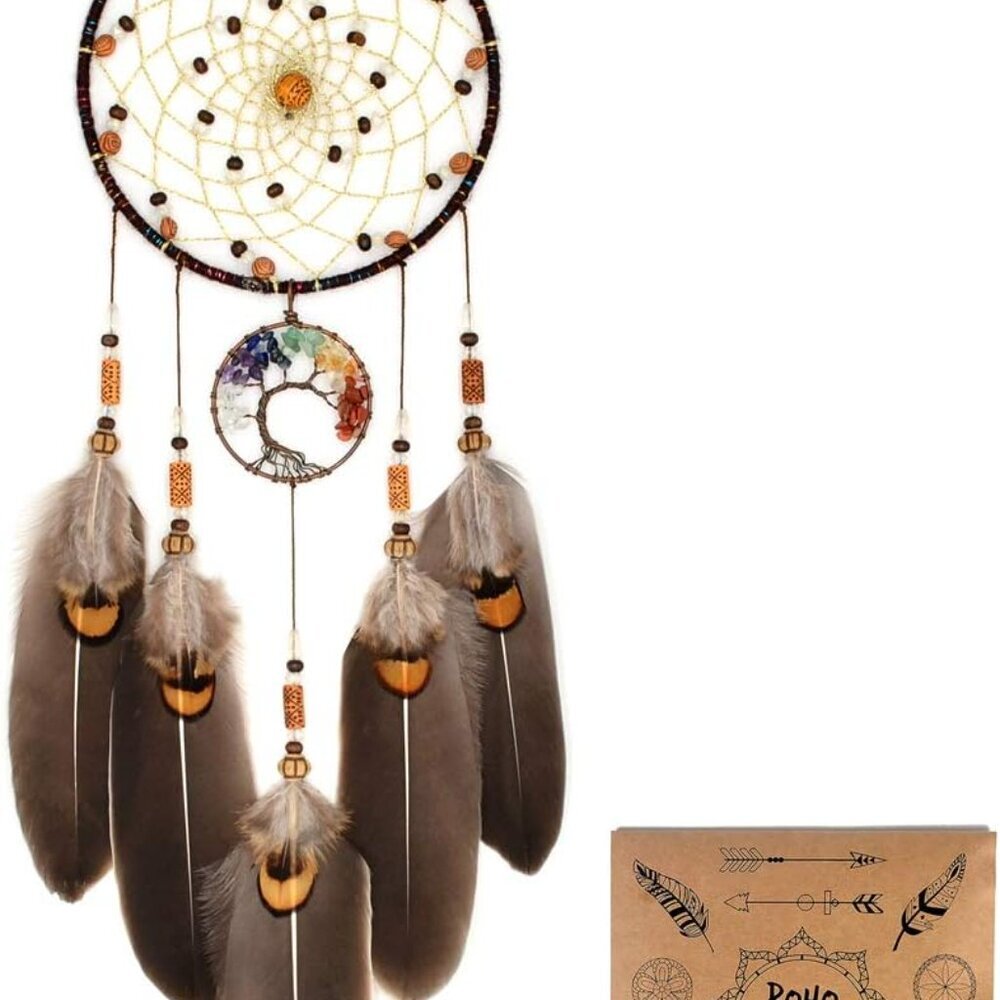 Tree of Life Dream Catchers for Bedroom Adult Brown Boho Dream Catcher Wall Deco